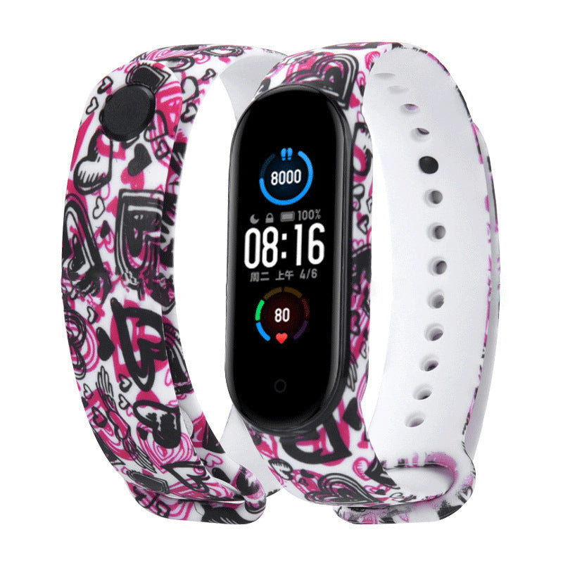 Mi Band 5 armband - in camouflage, bloemen en kleurrijke patronen