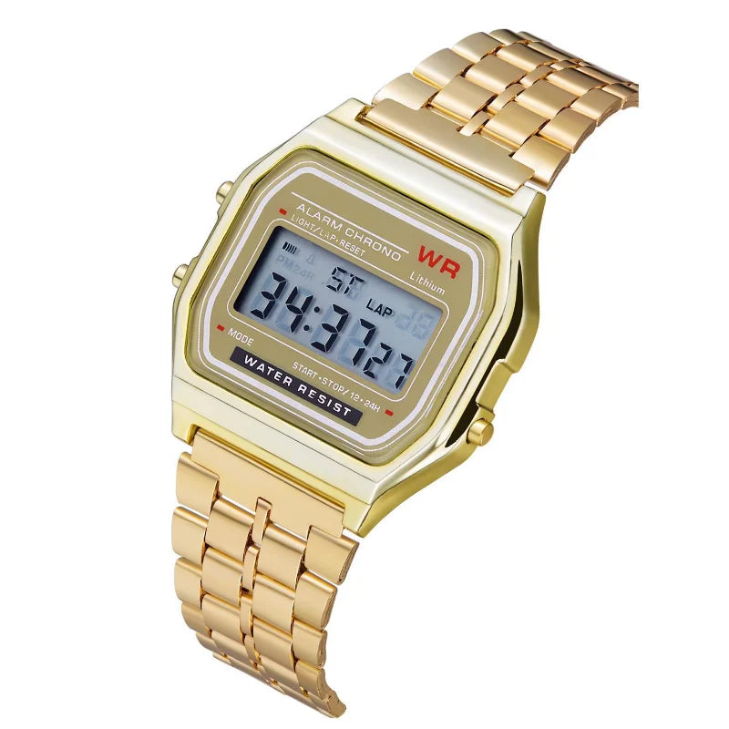 F91W - Stijlvol Unisex Elektronisch Horloge met Multi-Functioneel LED Scherm