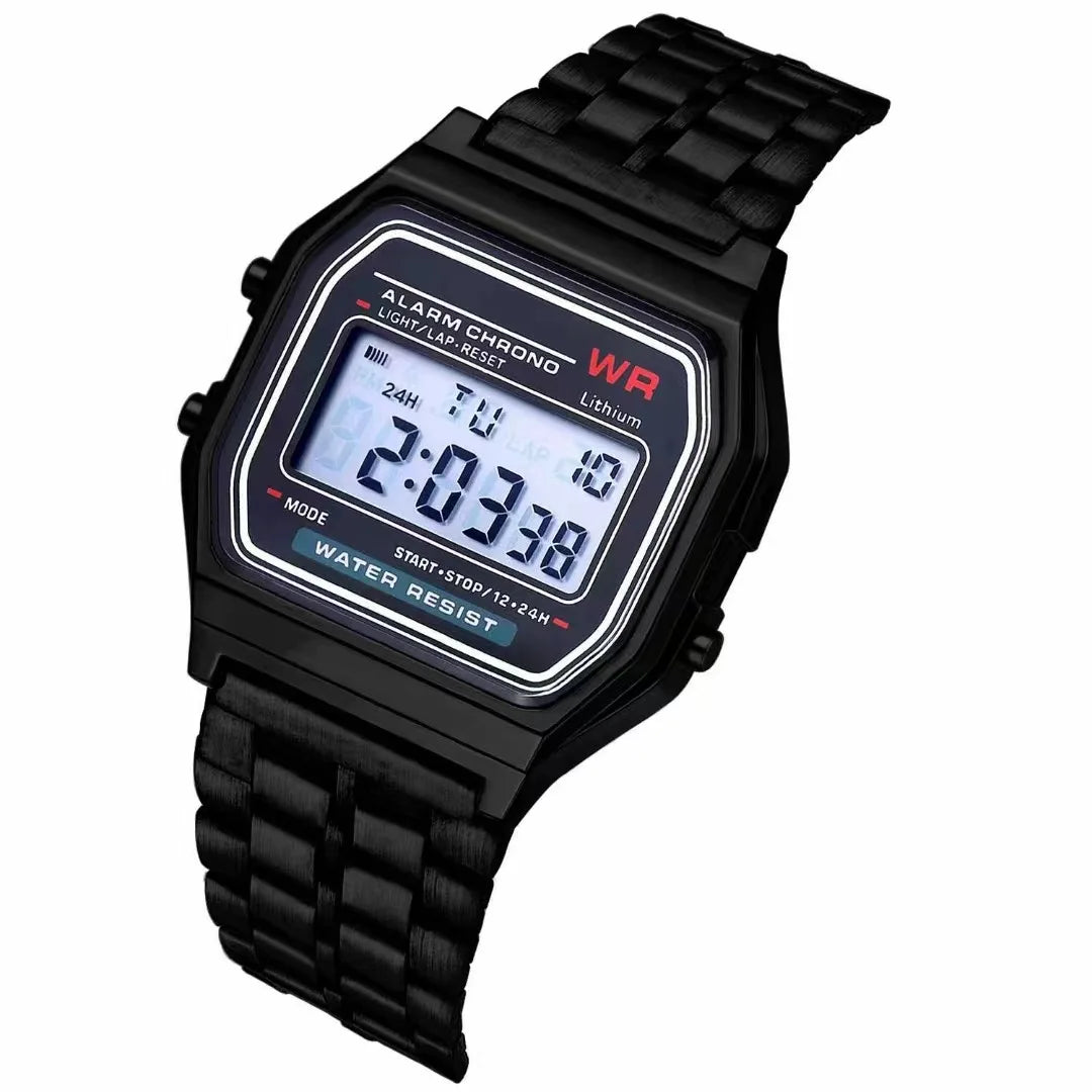 F91W - Stijlvol Unisex Elektronisch Horloge met Multi-Functioneel LED Scherm