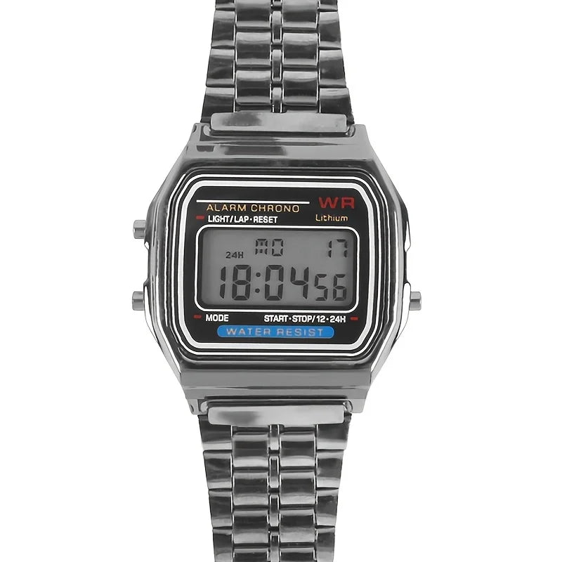 F91W - Stijlvol Unisex Elektronisch Horloge met Multi-Functioneel LED Scherm