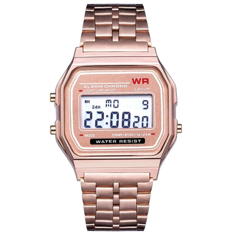 F91W - Stijlvol Unisex Elektronisch Horloge met Multi-Functioneel LED Scherm